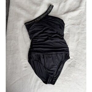 St. John Swim Women's One Piece Swimsuit One Shoulder Padded Ruched Draped Sz S